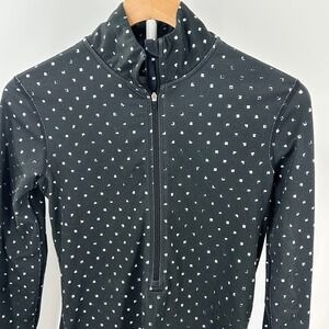 Nike Pro Dri-FIT Womens Small Quarter Zip Long Sleeve Pullover Black White Print